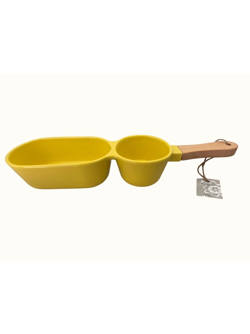 Anthropologie Personal Chip & Dip Holder NWT Yellow Ceramic Individual Snack